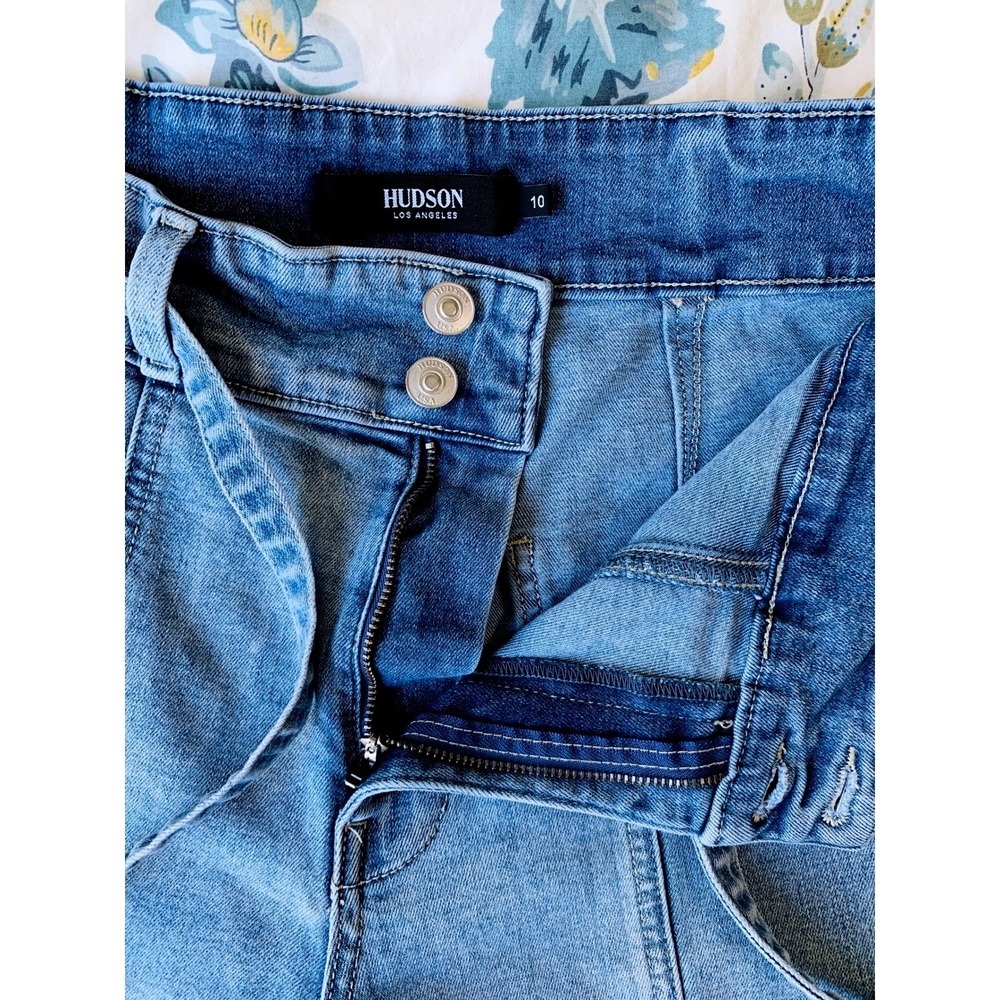 Hudson Cropped High Waist Tie Waist Wide Leg Jeans Medium Blue Size 10 30 - Picture 6 of 16